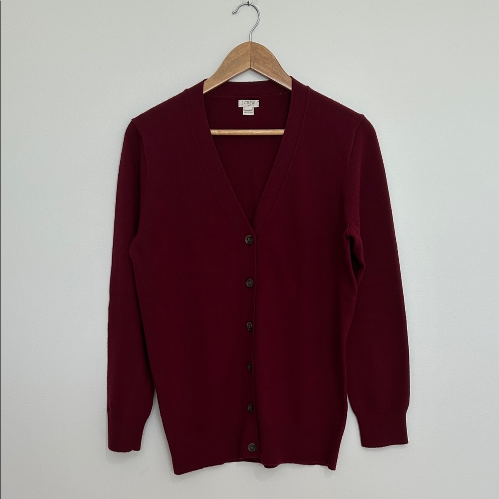 J. Crew‎ Burgundy V-Neck Button Front Cardigan